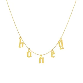 14K GOTHIC HANGING NAME NECKLACE