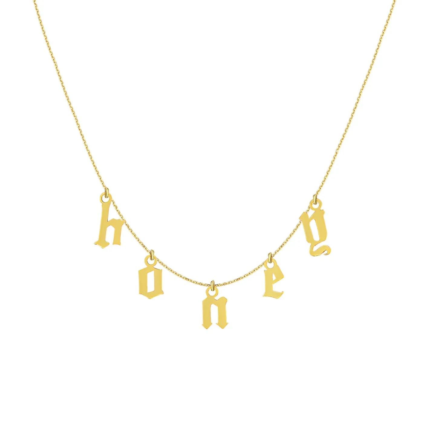 14K GOTHIC HANGING NAME NECKLACE