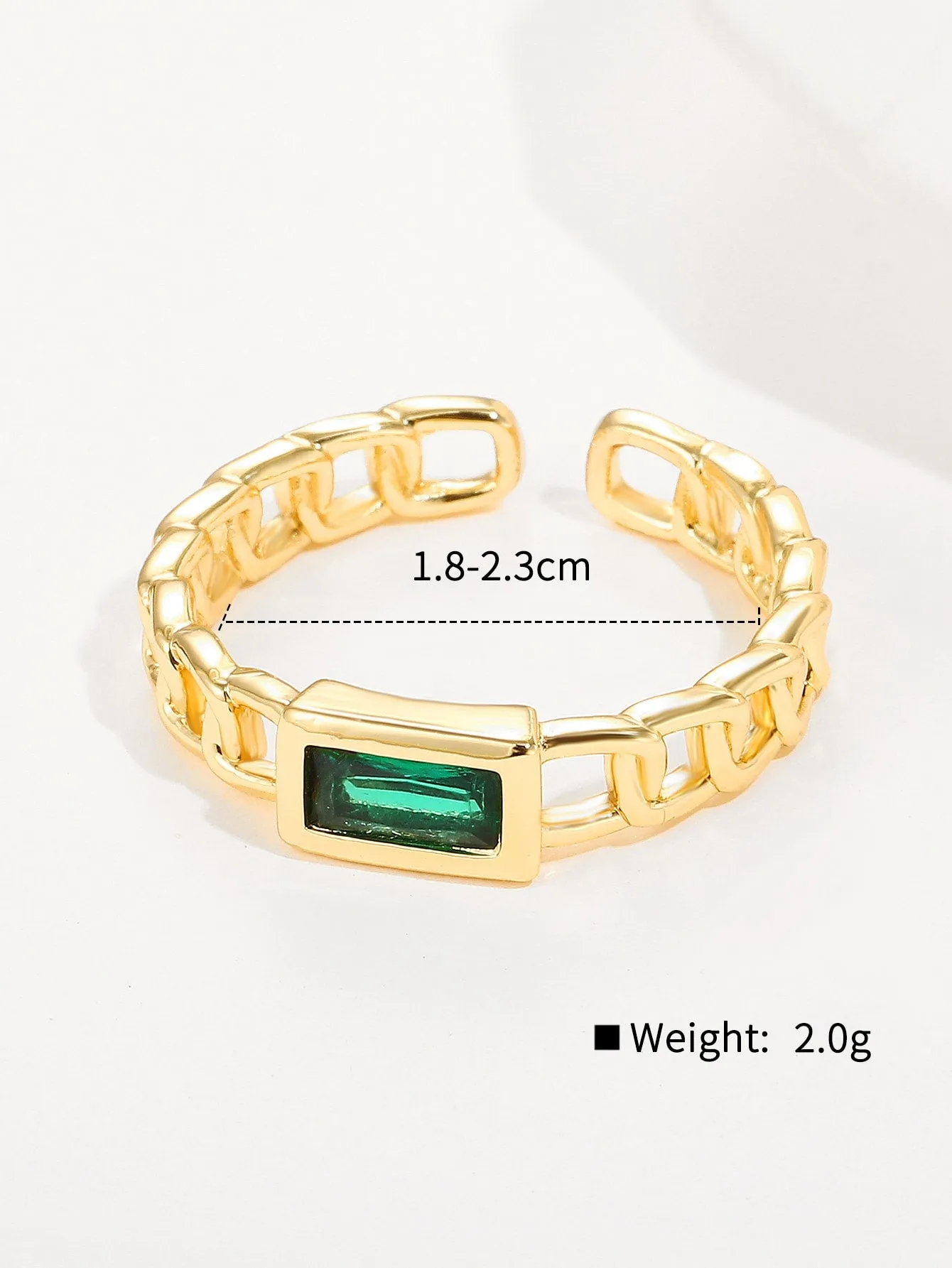 18K Gold Plated Zircon Decor Chain Design Cuff Ring SD