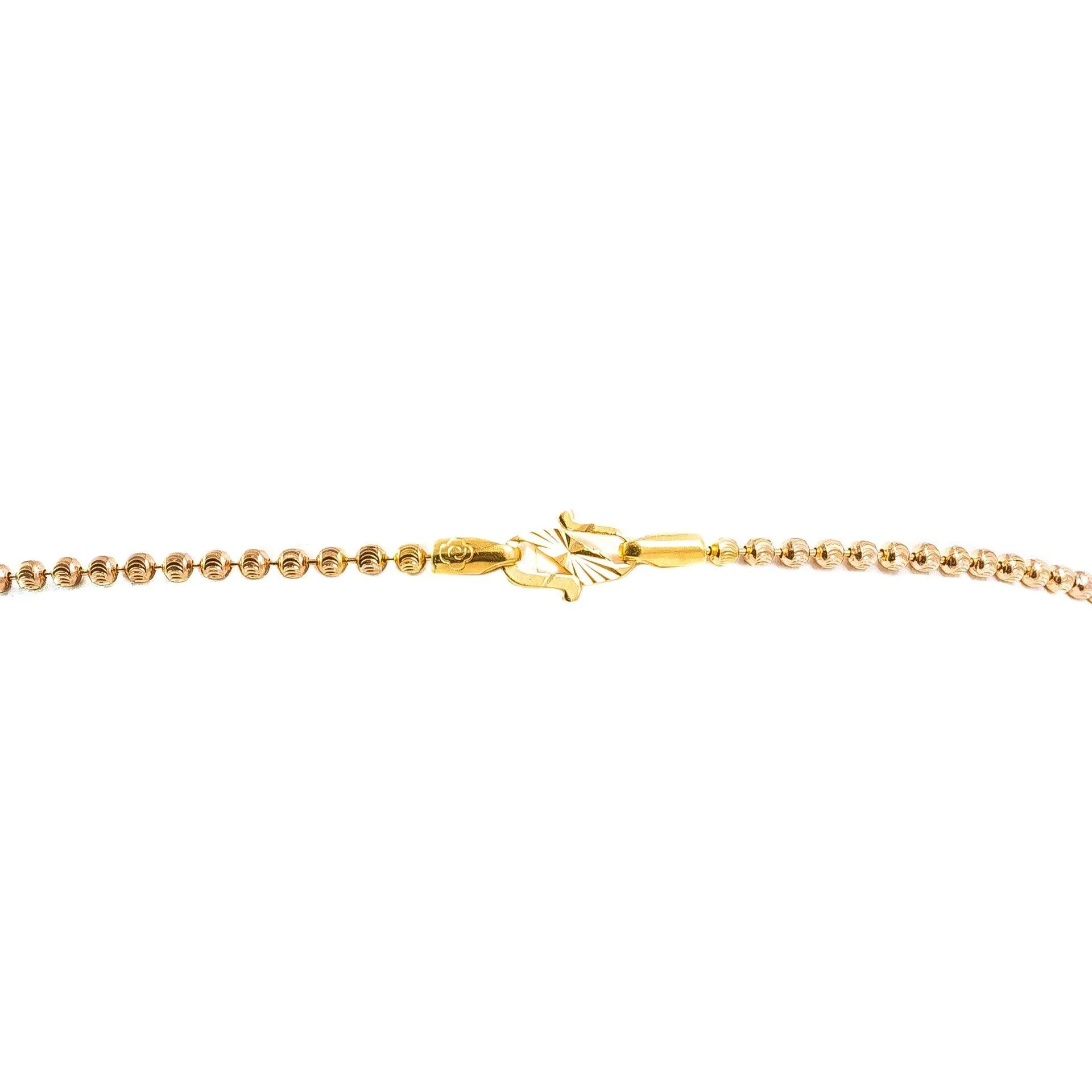 22K Multi Tone Gold Chain W/ Hollow Teardrop Beads & Bead Ball Strand