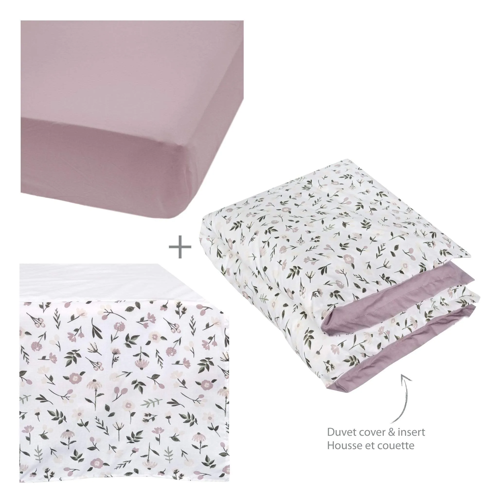 4 pieces crib set - floral