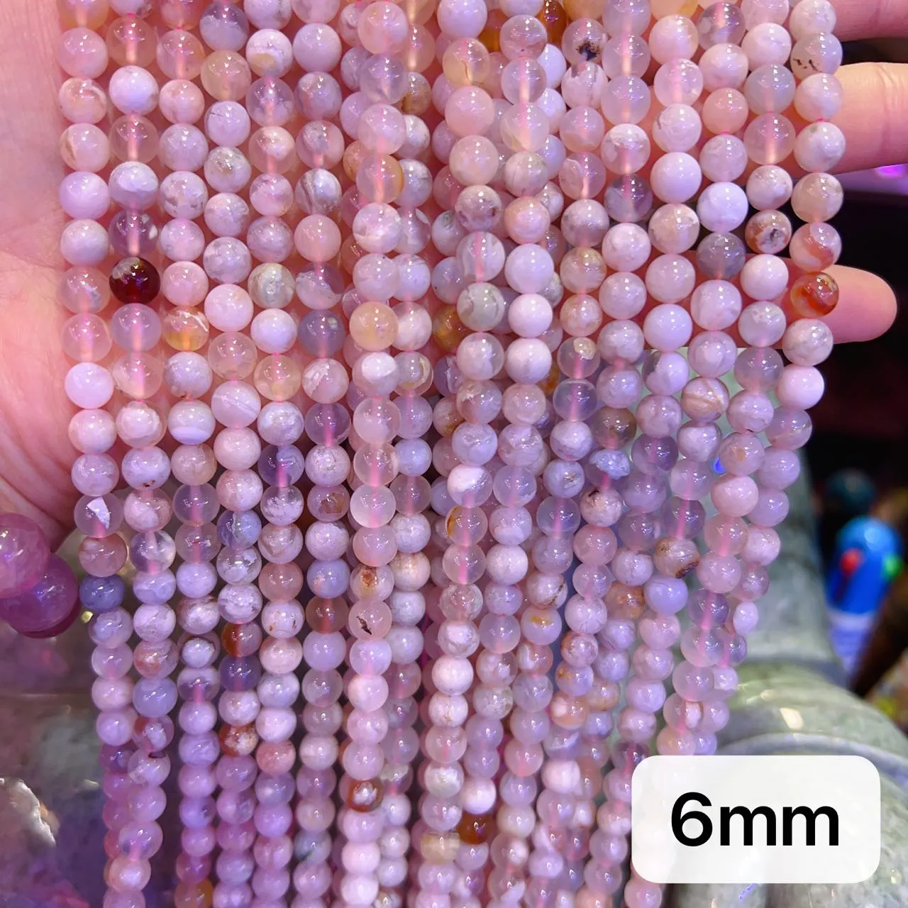 6-10mm Natural Cherry Blossom Agate Sakura Agate Round Bead Strands DIY Jewelry Findings