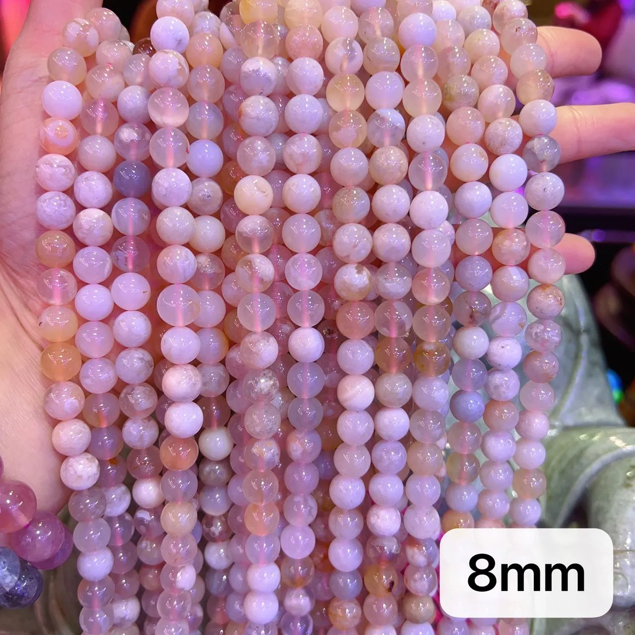 6-10mm Natural Cherry Blossom Agate Sakura Agate Round Bead Strands DIY Jewelry Findings