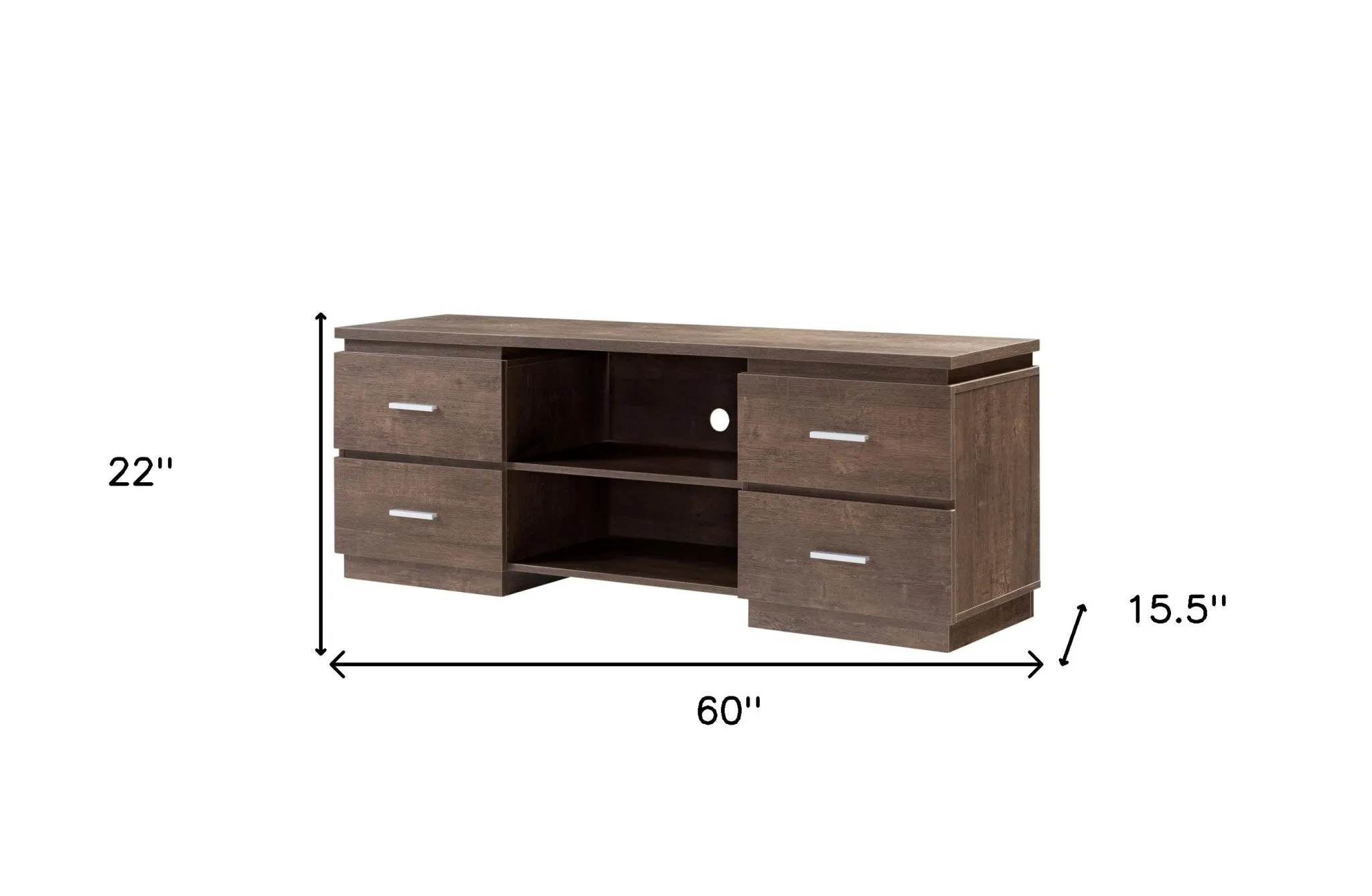 60 Brown Particle Board And Mdf Cabinet Enclosed Storage TV Stand