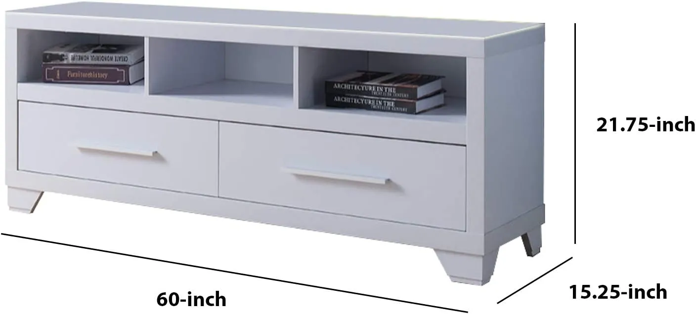 60 White Particle Board And Mdf Cabinet Enclosed Storage TV Stand