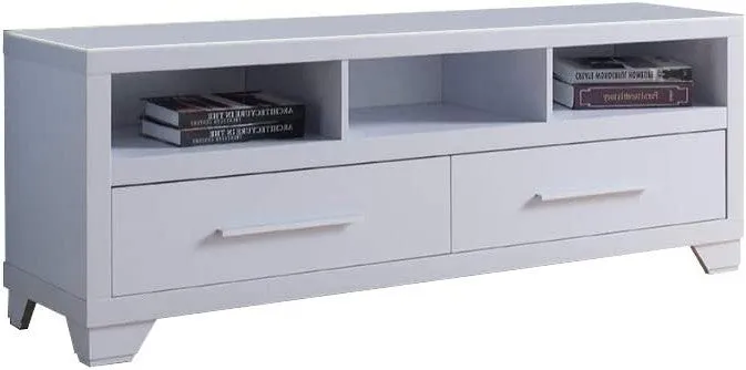 60 White Particle Board And Mdf Cabinet Enclosed Storage TV Stand