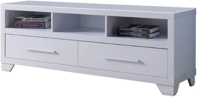 60 White Particle Board And Mdf Cabinet Enclosed Storage TV Stand