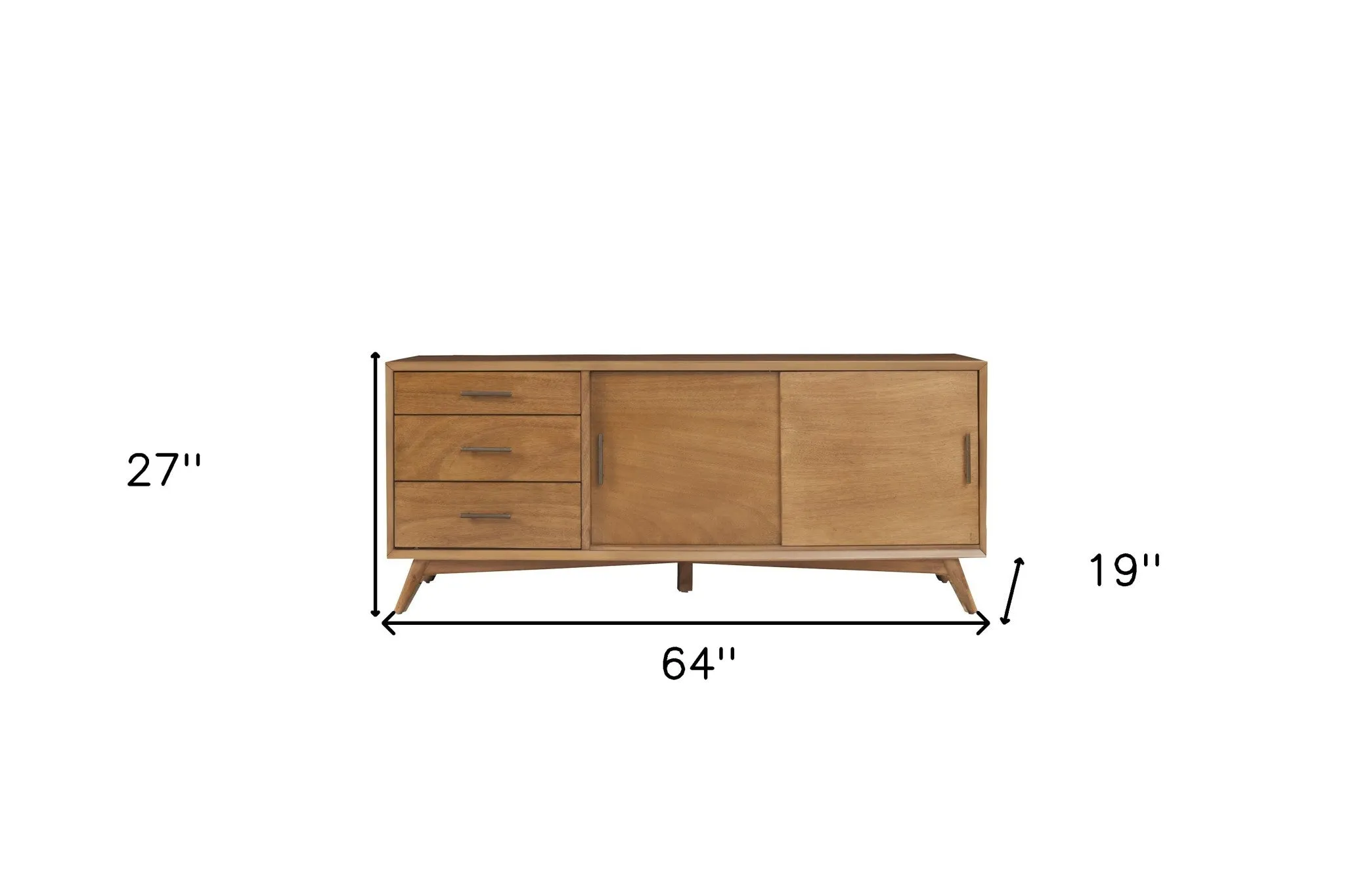 64 Brown TV Stand with Drawers and Sliding Door