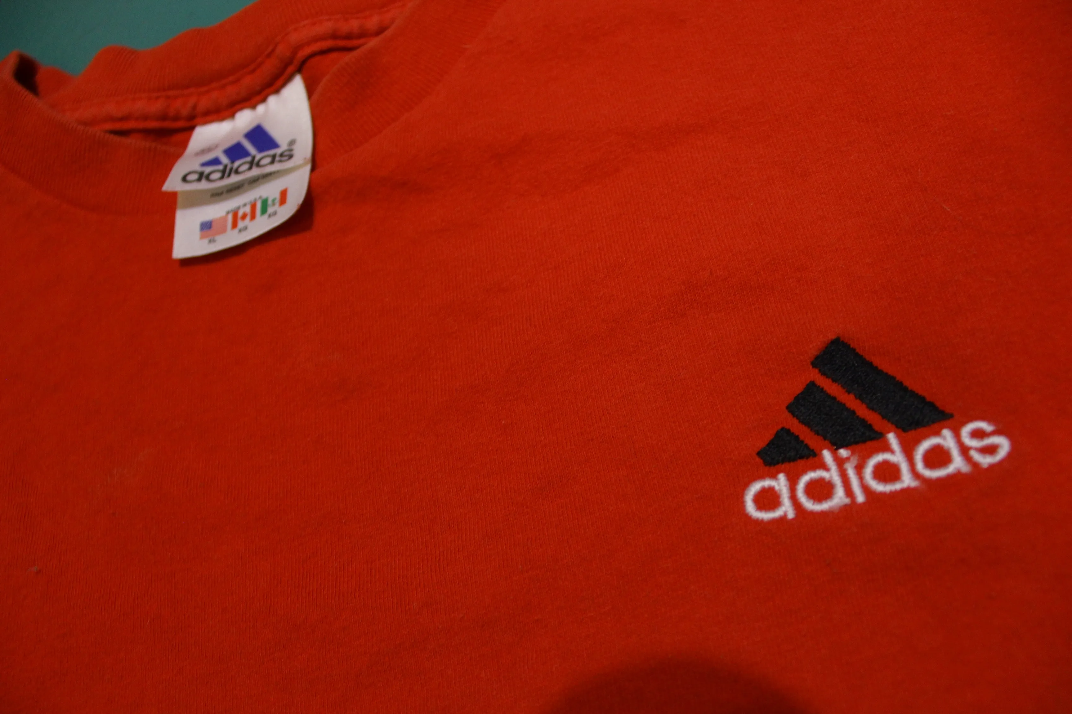 Adidas 90's Made in USA Essential Red Tri-Bar Vintage T-Shirt