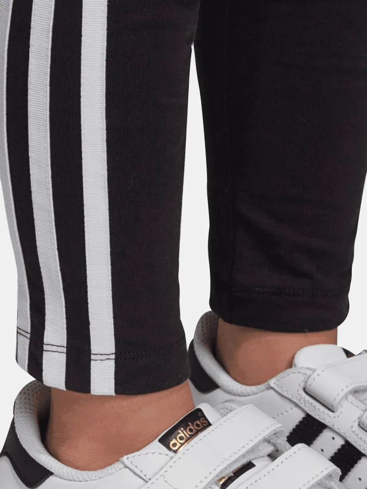 Adidas Kids 3 Stripe Leggings - Black / White