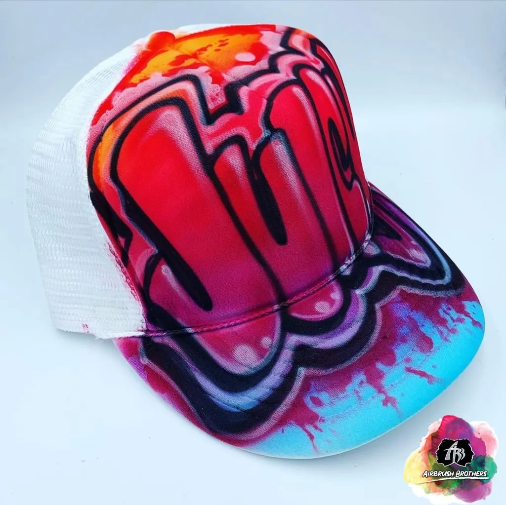 Airbrush Graffiti w/ Paint Splatter Hat Design