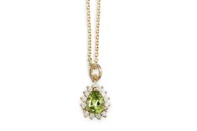 Aura Peridot Pear Halo Necklace