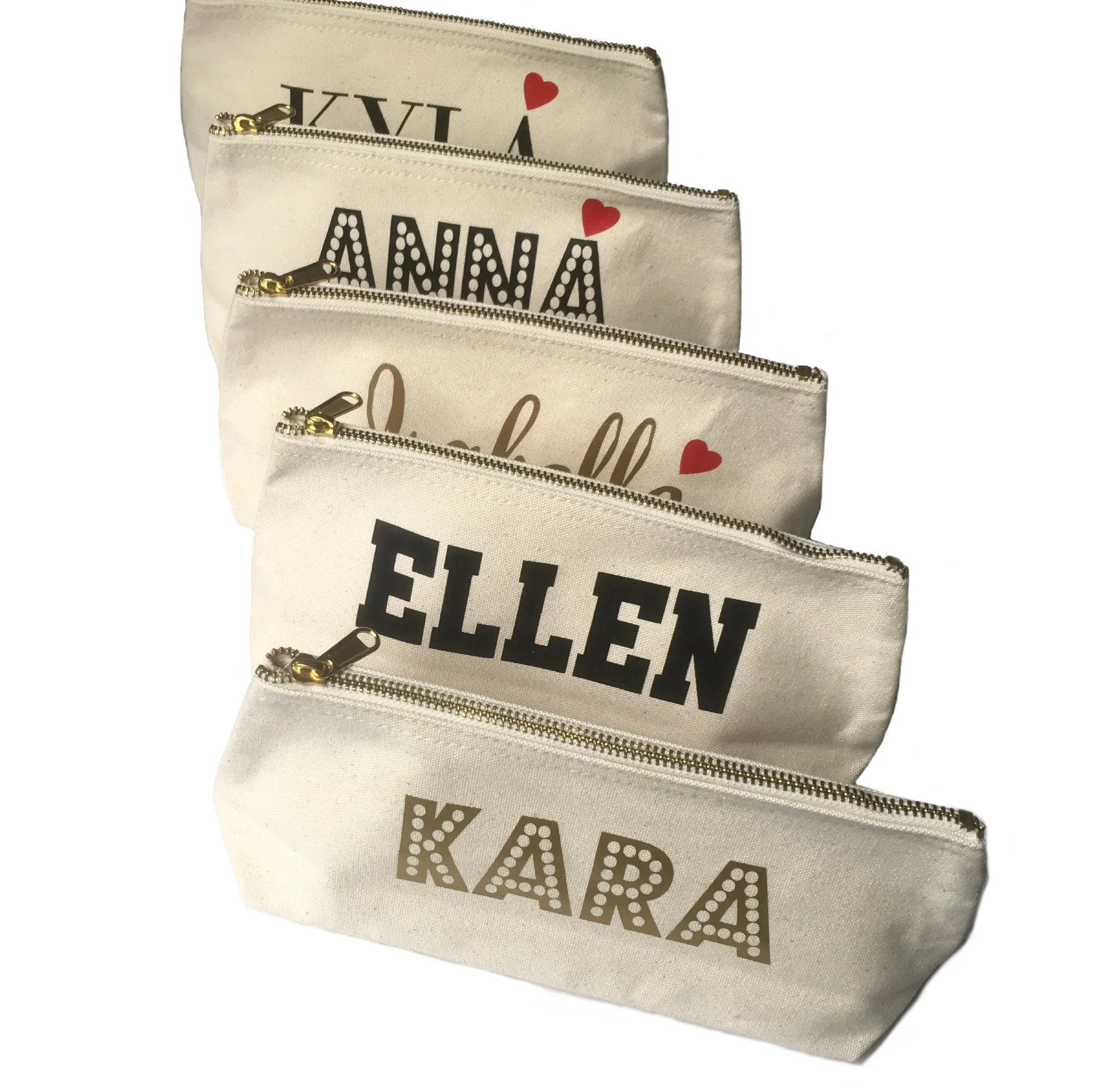 Bella Personalised Name Canvas Makeup Bag | Custom Name Pouch