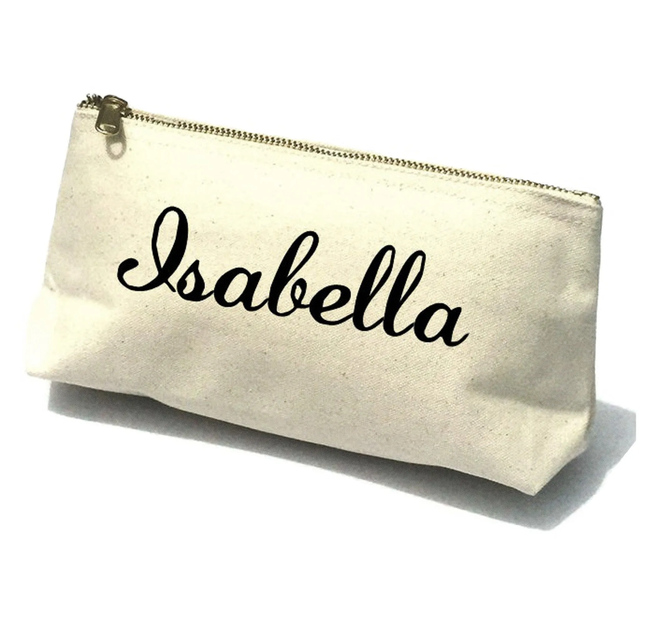 Bella Personalised Name Canvas Makeup Bag | Custom Name Pouch