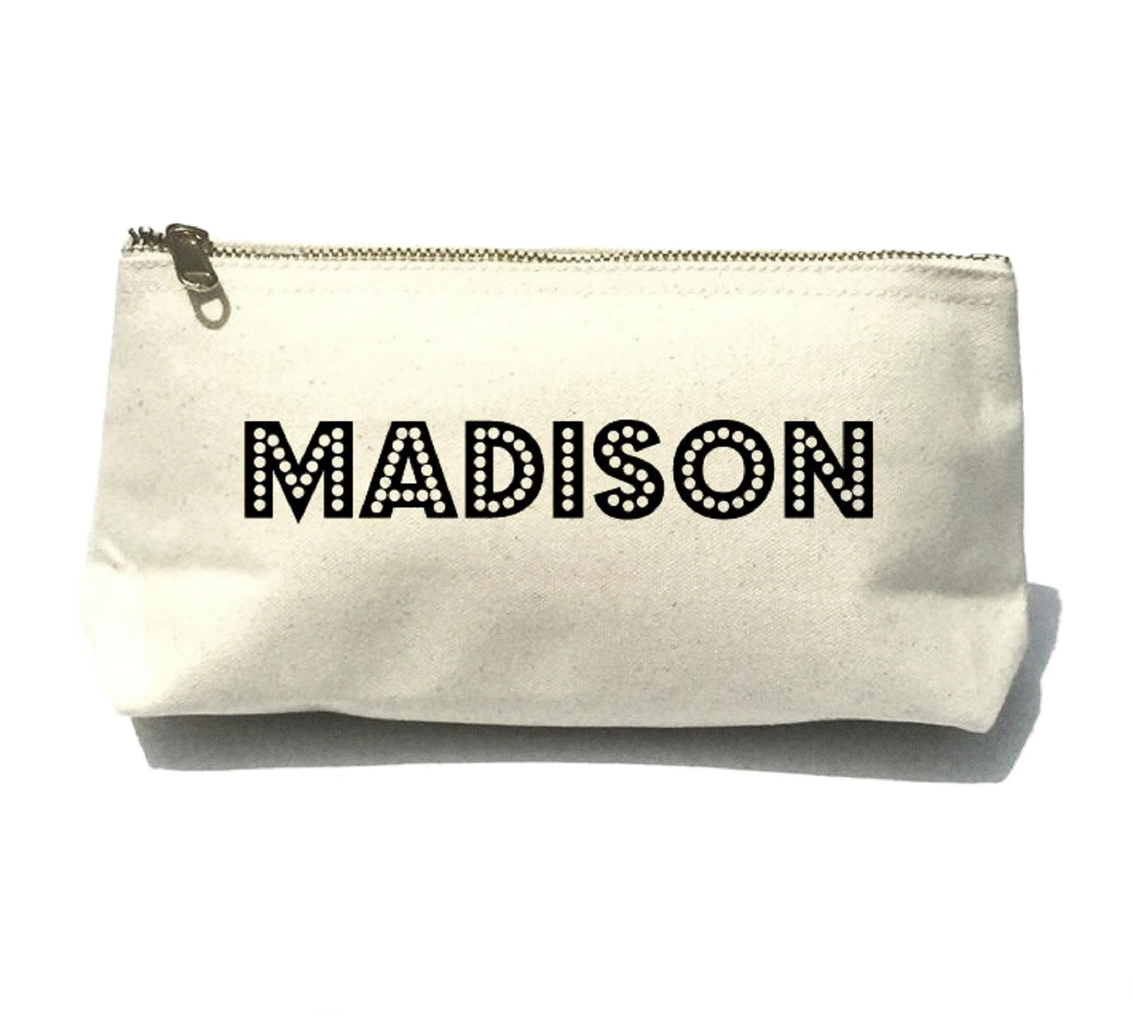 Bella Personalised Name Canvas Makeup Bag | Custom Name Pouch