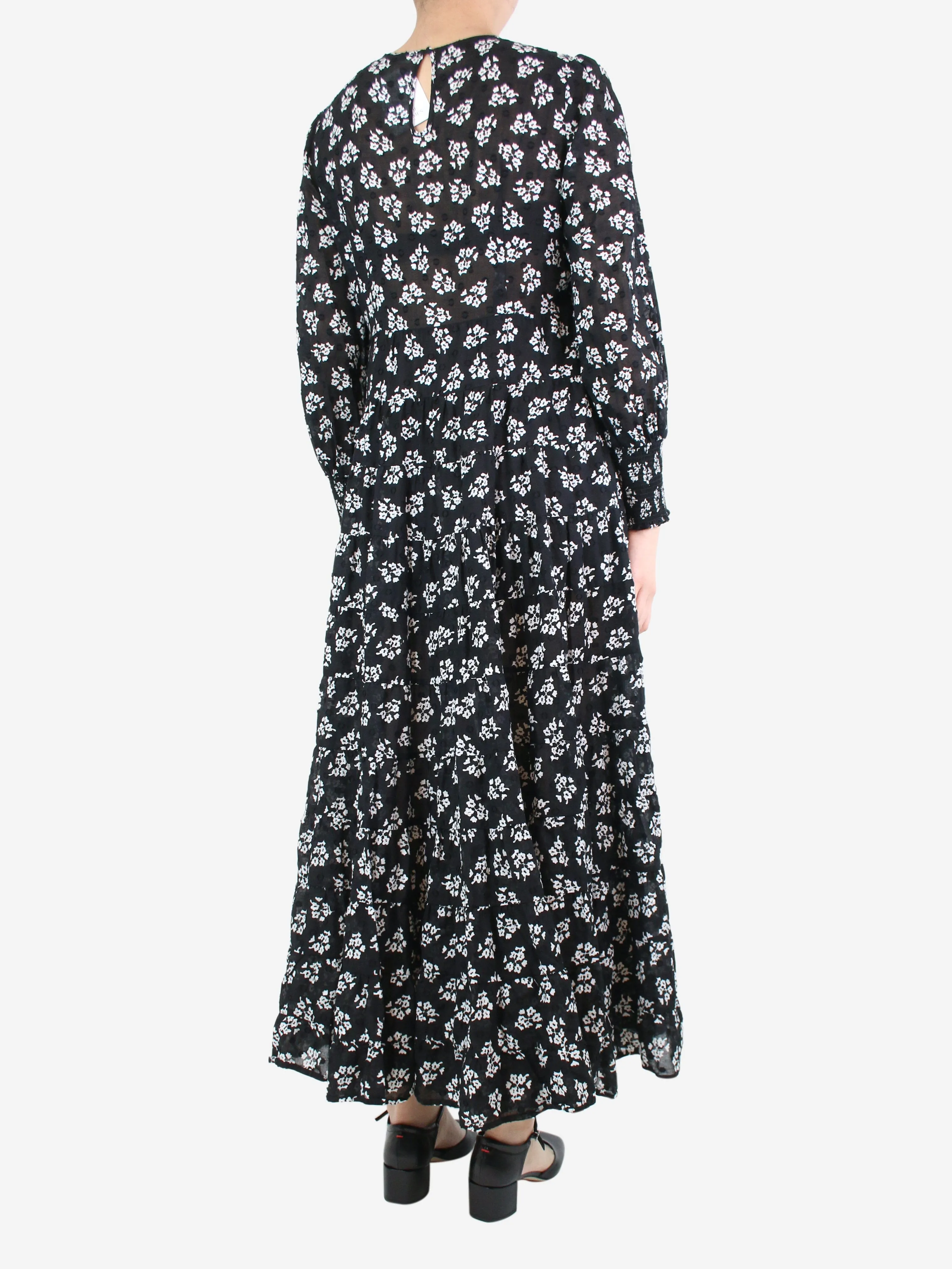 Black floral printed maxi dress - size M