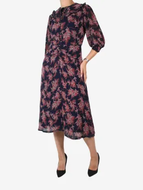 Blue floral printed dress - size UK 10