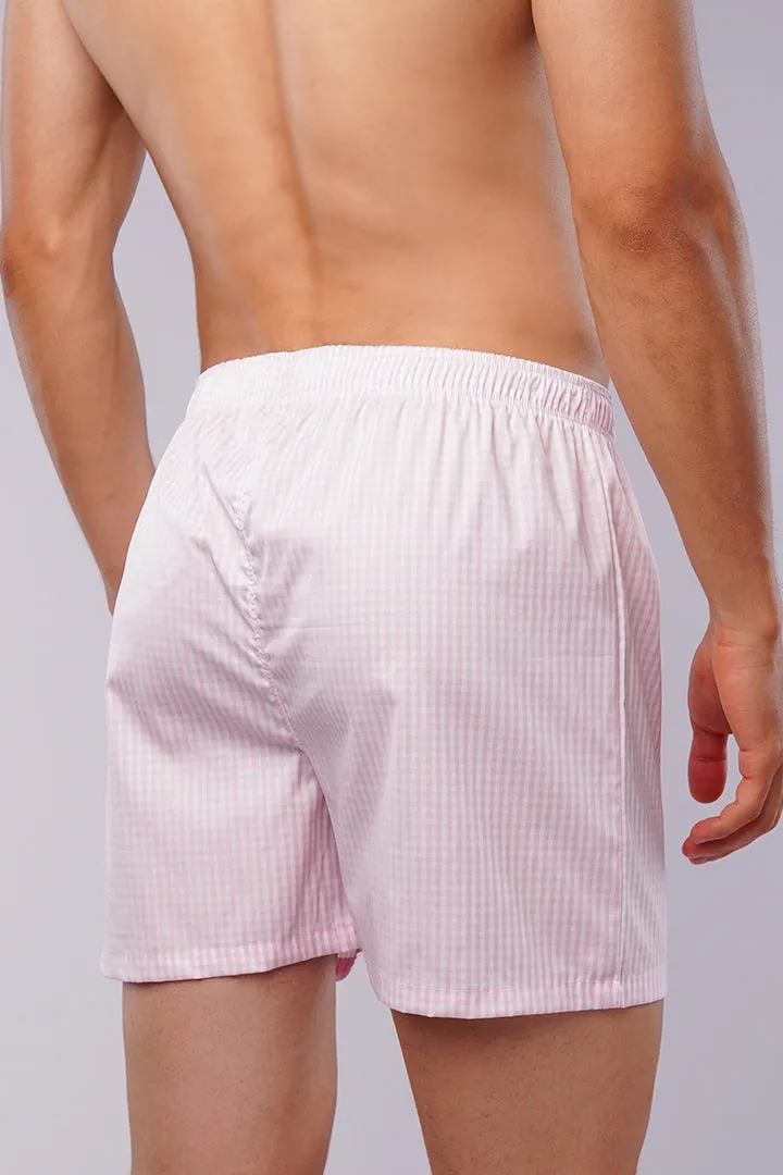 Check Woven Boxer Shorts - Pink Micro