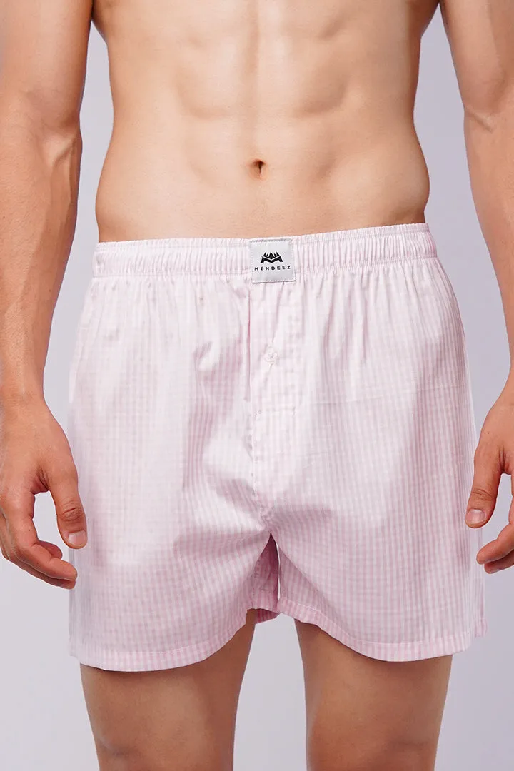 Check Woven Boxer Shorts - Pink Micro