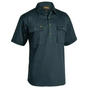 Closed Front Cotton Drill Short Sleeve Shirt