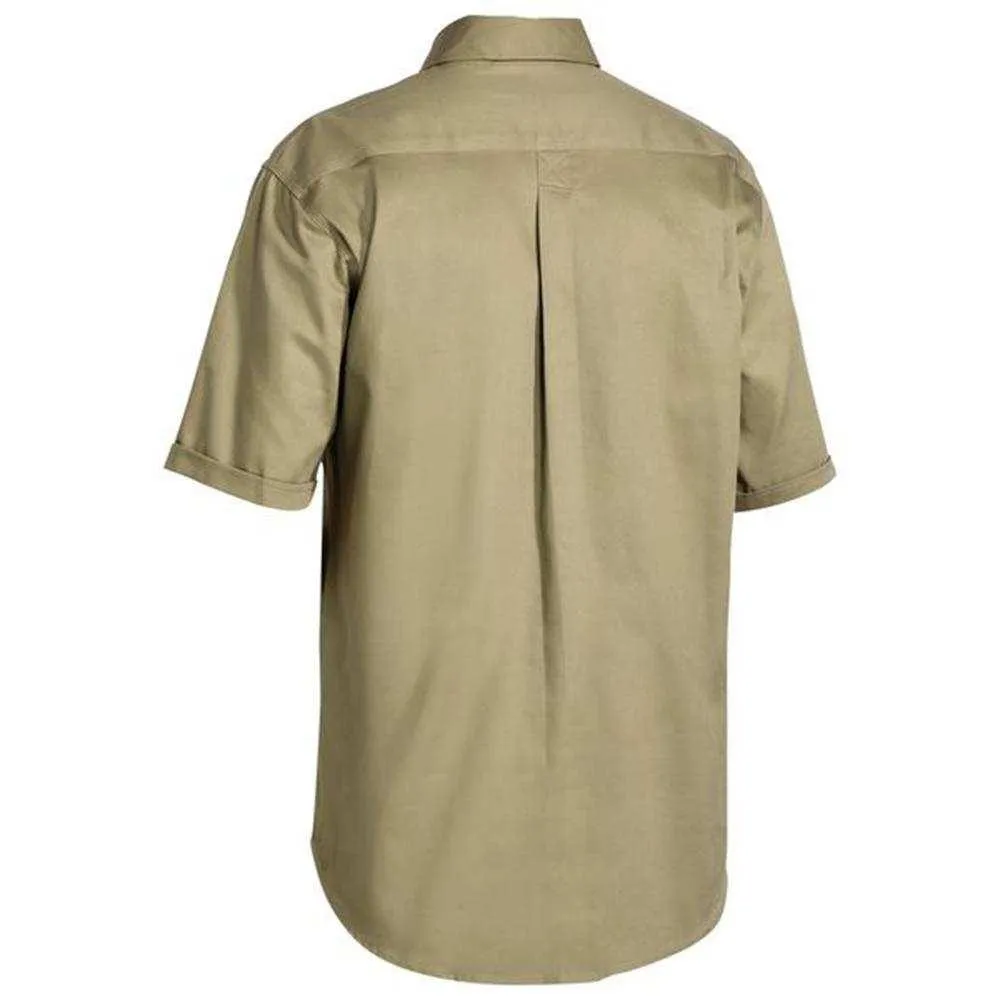 Closed Front Cotton Drill Short Sleeve Shirt