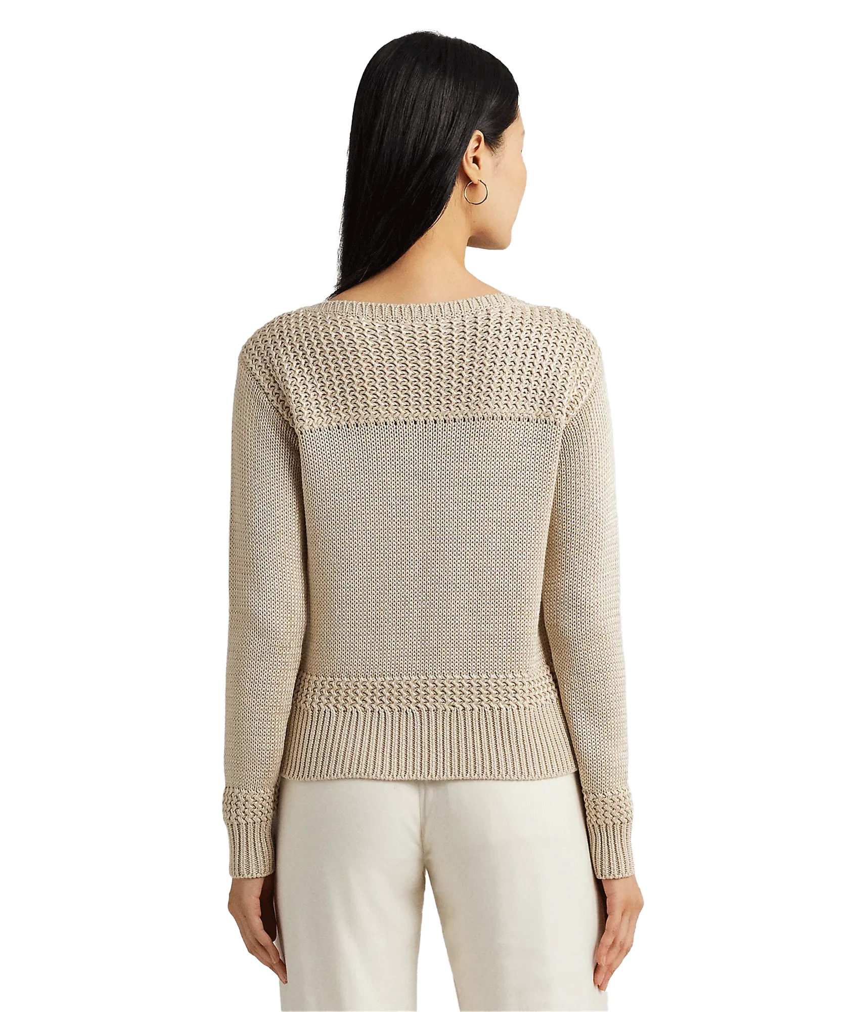 Cotton-Blend Boatneck Jumper - Beige