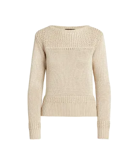 Cotton-Blend Boatneck Jumper - Beige