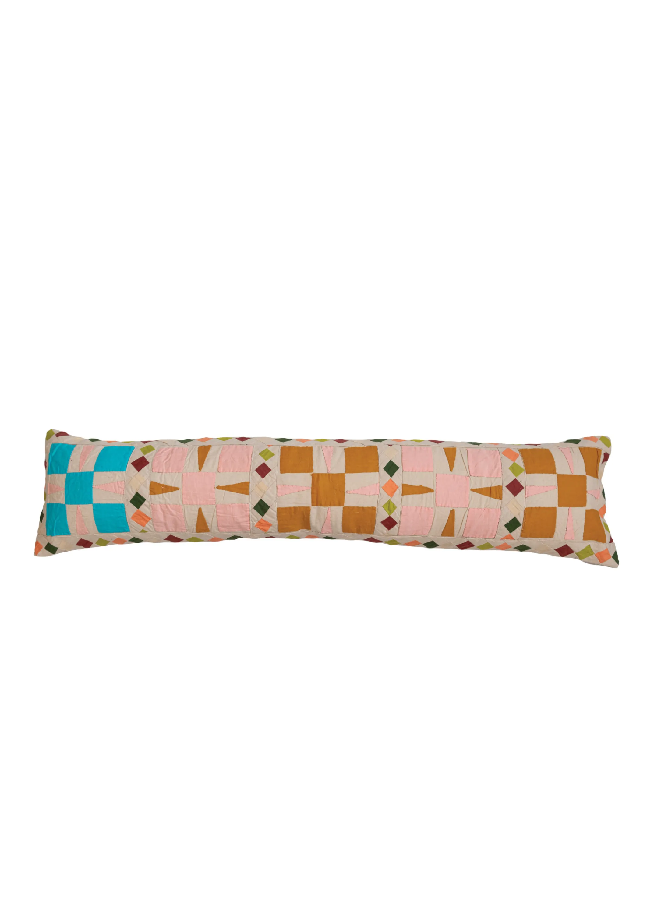 Cotton Earth-toned Patchwork Lumbar Pillow