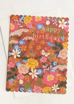 Crimson Floral Birthday Card