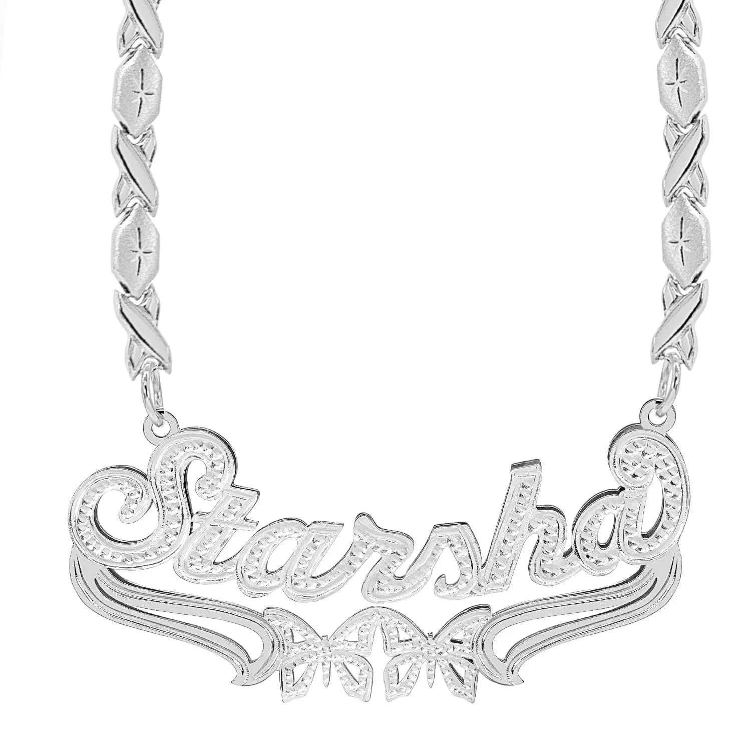 Custom Double Plated Name Necklace Starsha with Xoxo chain