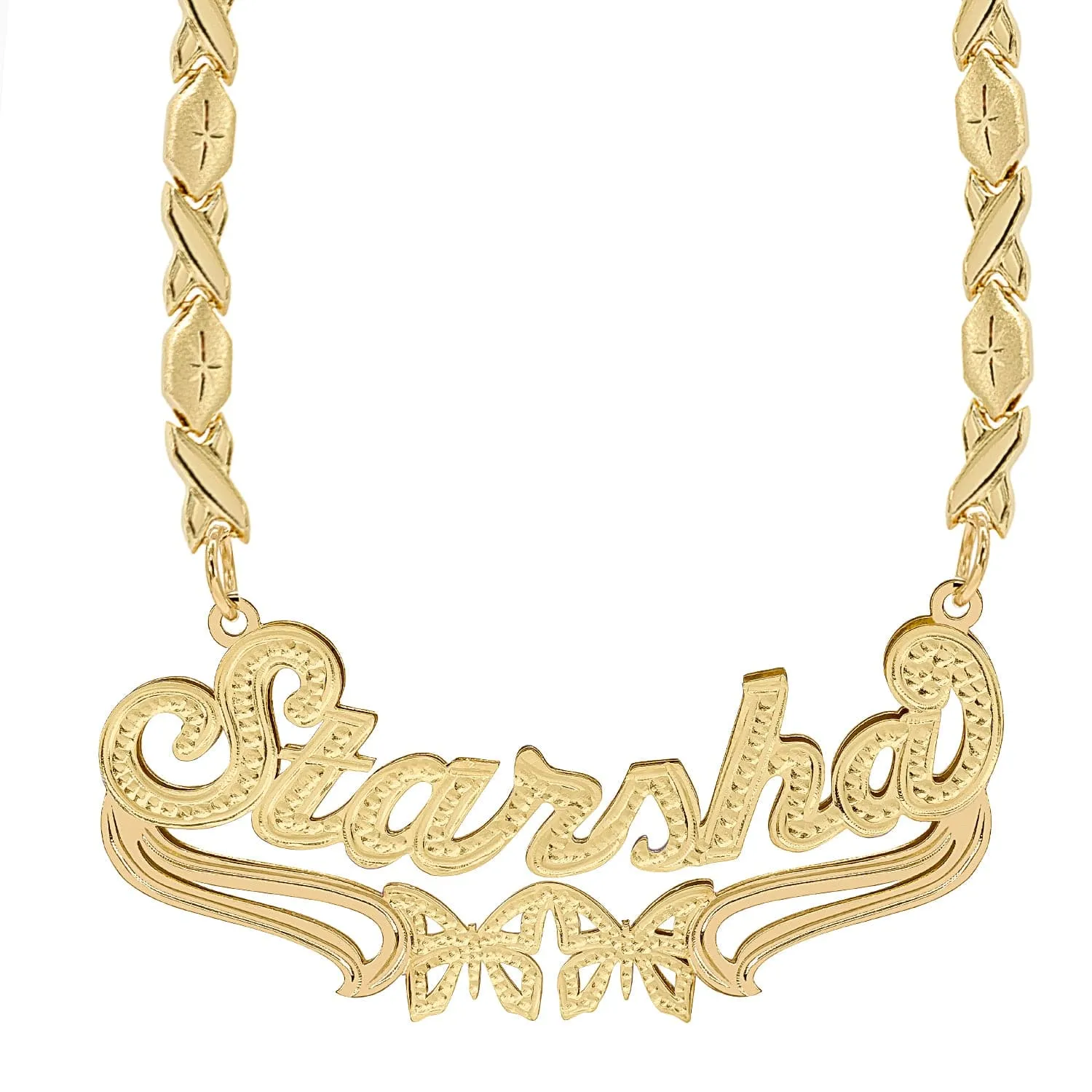 Custom Double Plated Name Necklace Starsha with Xoxo chain