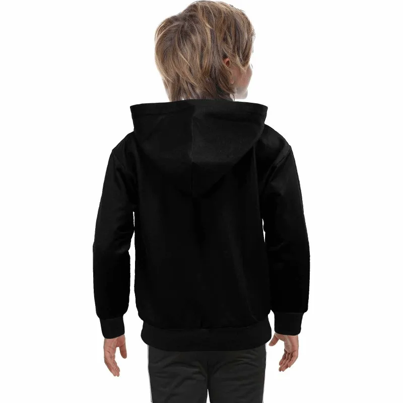 Custom Pet Face Black Kid's Long Sleeve Full Zip Hoodie for 2-15Y Personalized Hooded Loose Hoodie