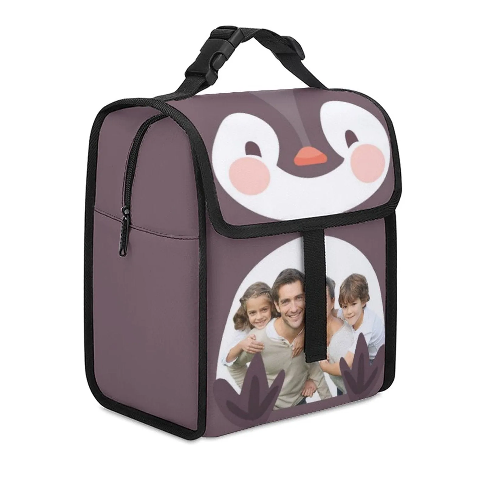 Custom Photo Penguin Camping Ice Pack Insulated Lunch Bag