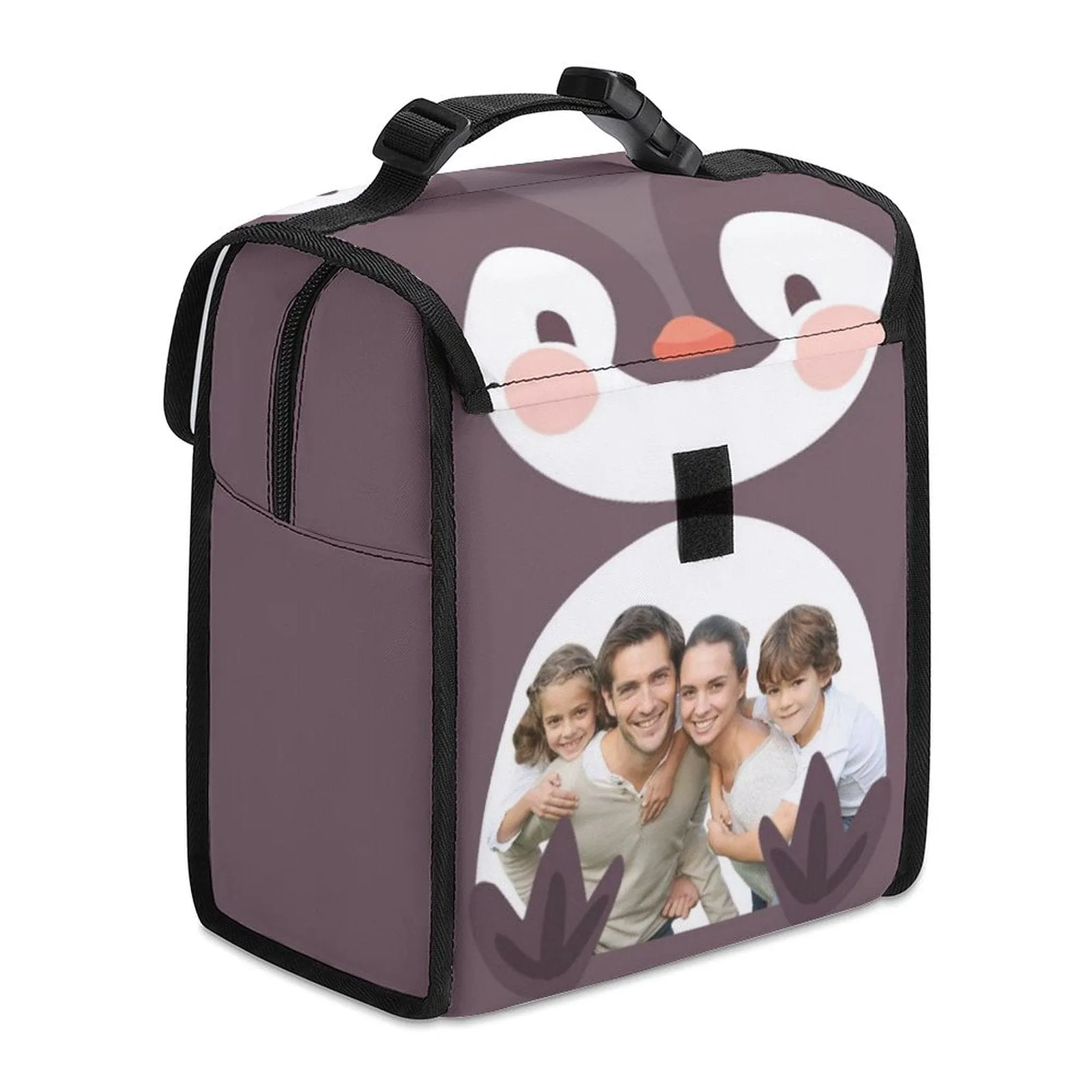 Custom Photo Penguin Camping Ice Pack Insulated Lunch Bag