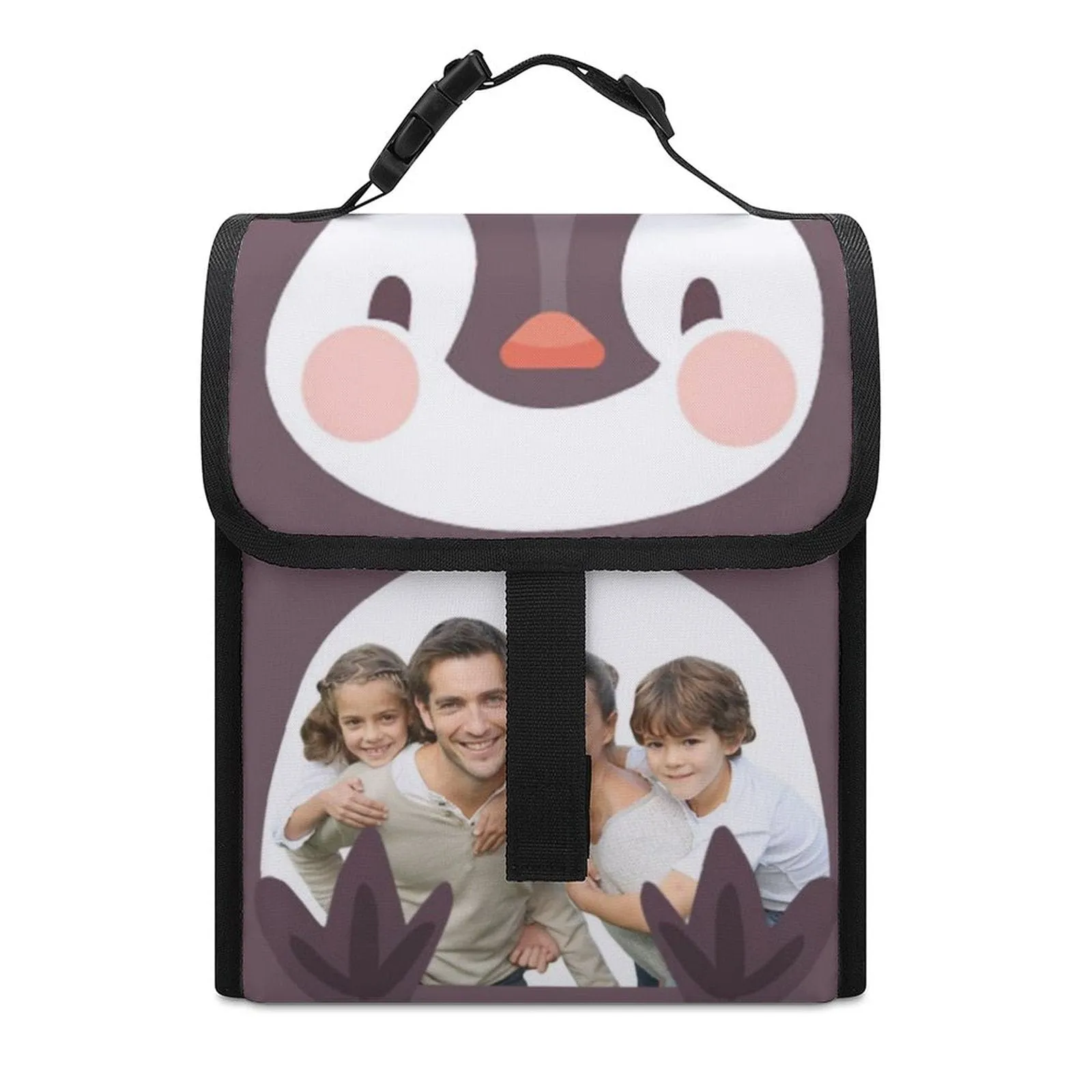 Custom Photo Penguin Camping Ice Pack Insulated Lunch Bag