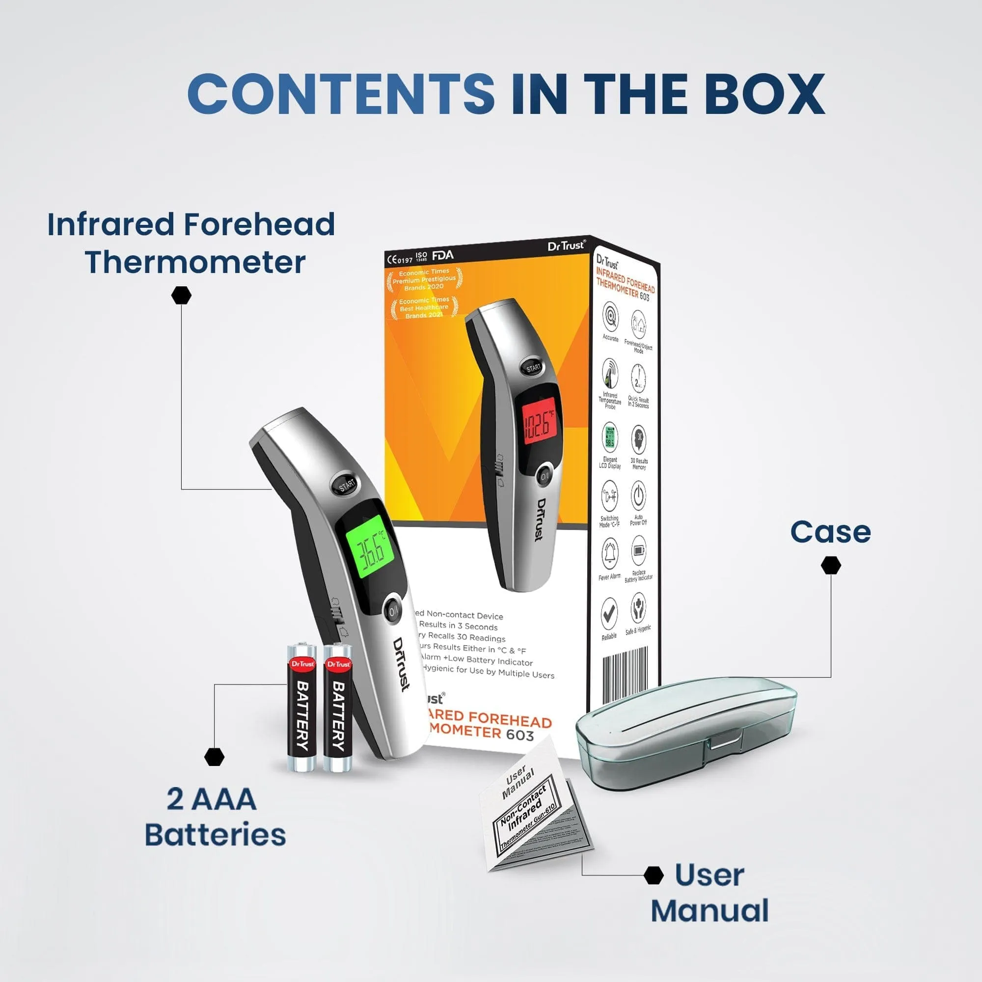 Dr Trust USA Non Contact Infrared Forehead Thermometer 603 IR Scanner Thermal PRO