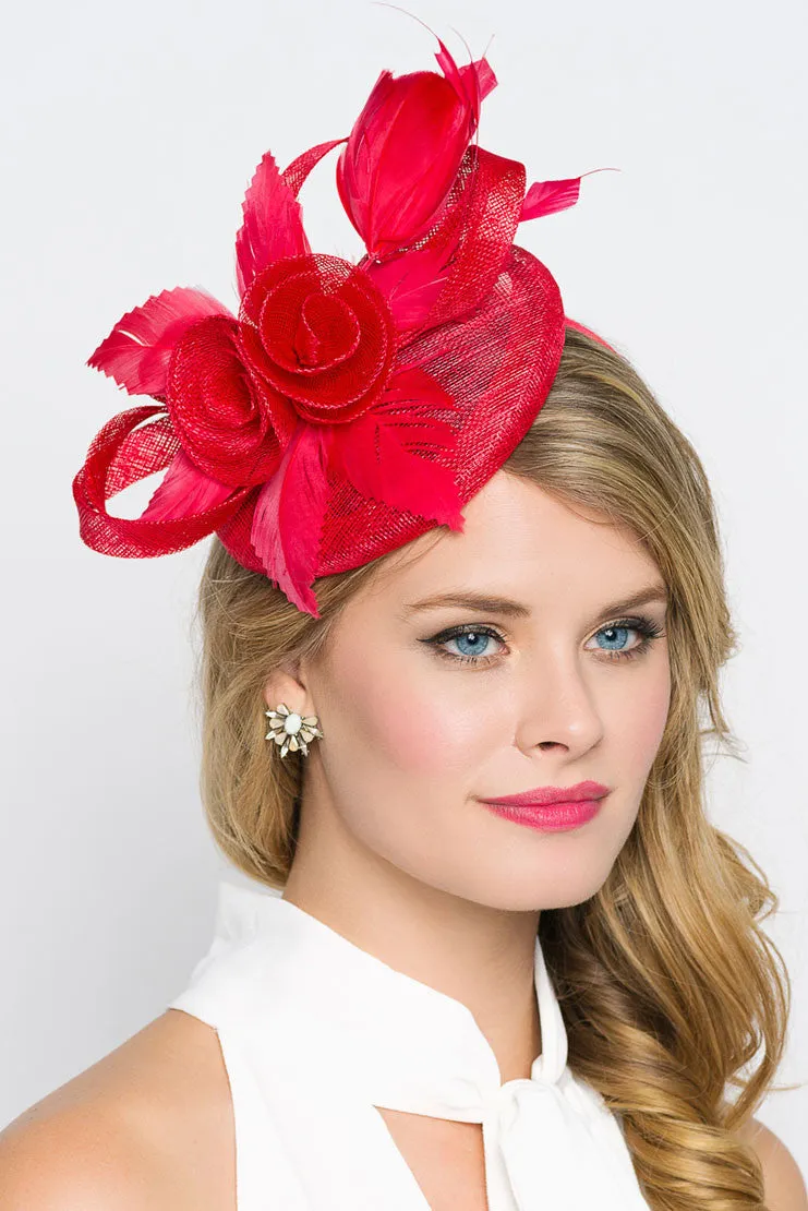 Emelia Rose Fascinator - Red