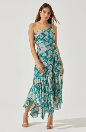 Emmylou Floral One Shoulder Midi Dress