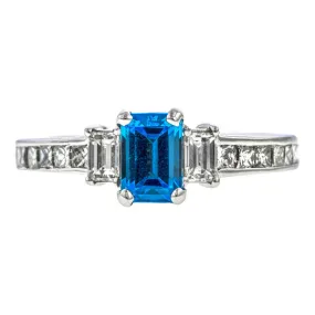 Estate Blue Topaz & Diamond Ring