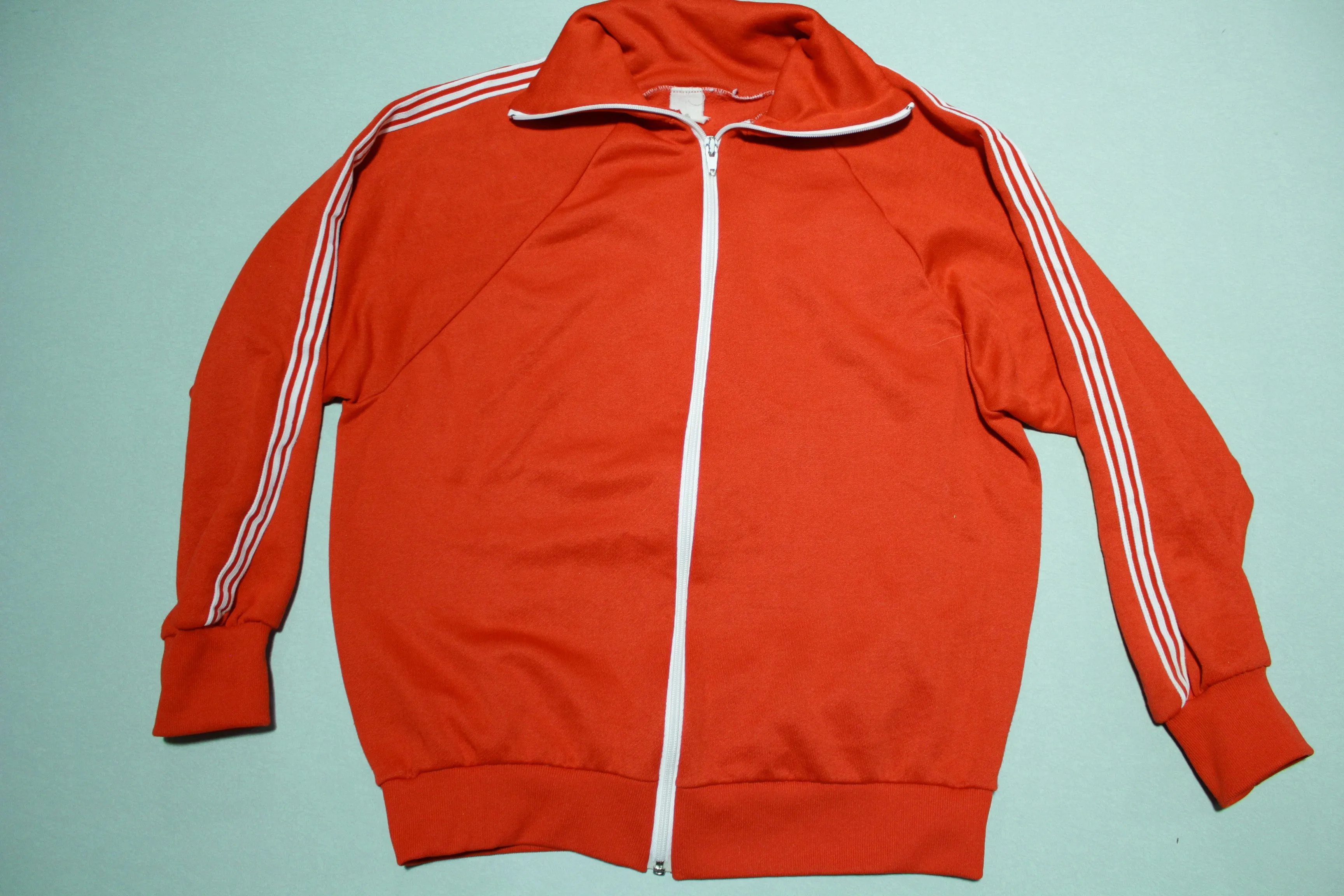 Fire Engine Red 70's Striped Track Zip Up Field Jacket