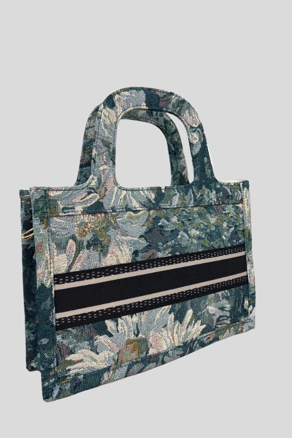 Floral Jacquard Hard Handles Handbag