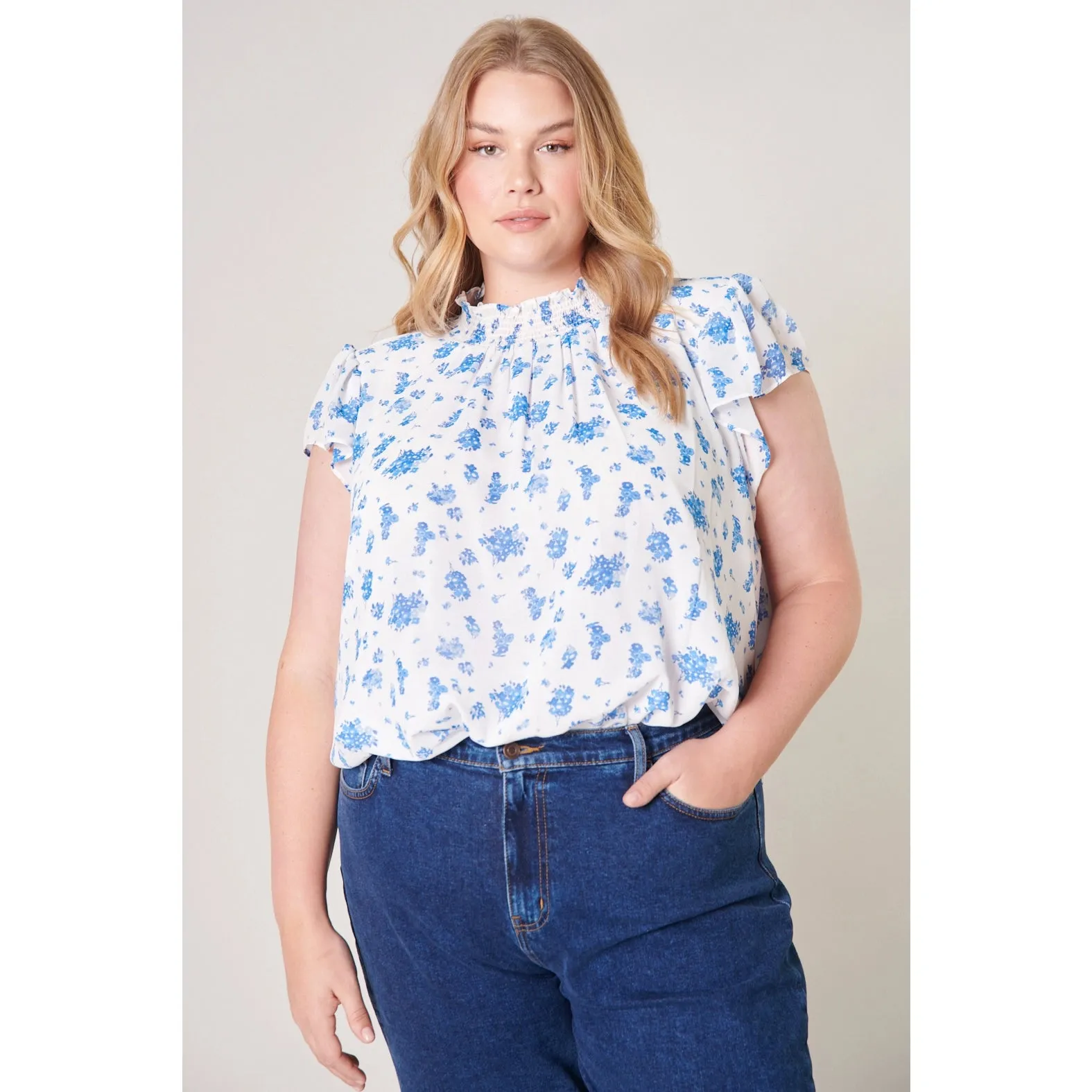 Fond of You Floral Sun Up Mock Neck Top Curve