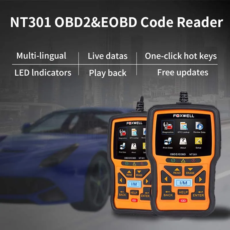 Foxwell NT301 OBD2 & EOBD Scanner Professional Enhanced Diagnostic Code Reader Tool Upgraded Version Of NT201