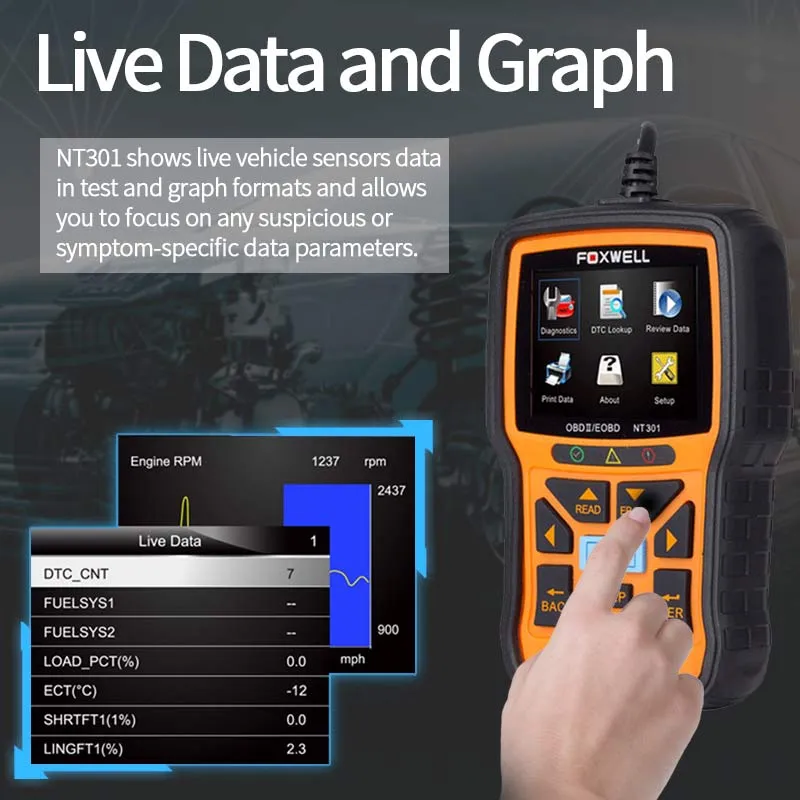 Foxwell NT301 OBD2 & EOBD Scanner Professional Enhanced Diagnostic Code Reader Tool Upgraded Version Of NT201