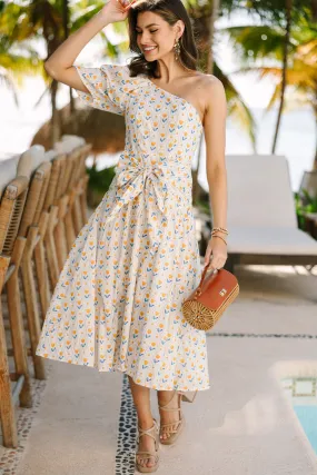 From The Top Yellow Floral Midi Dress