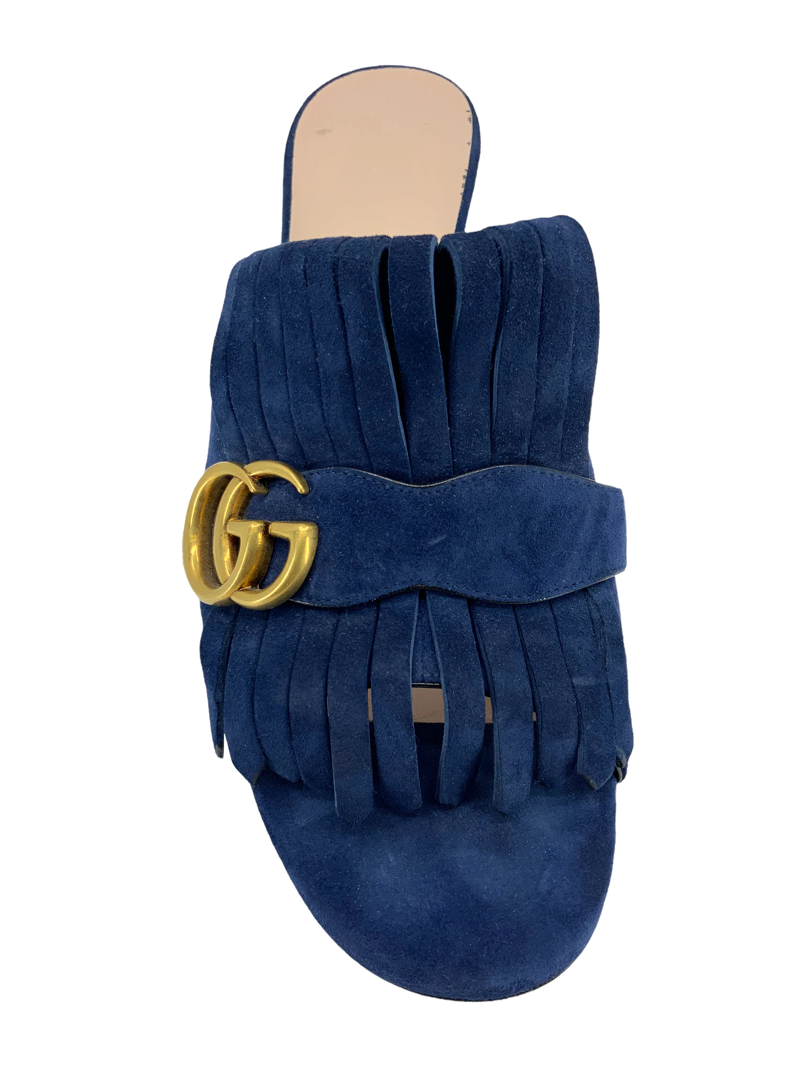 Gucci Marmont GG Suede Fringe Mules Size 10