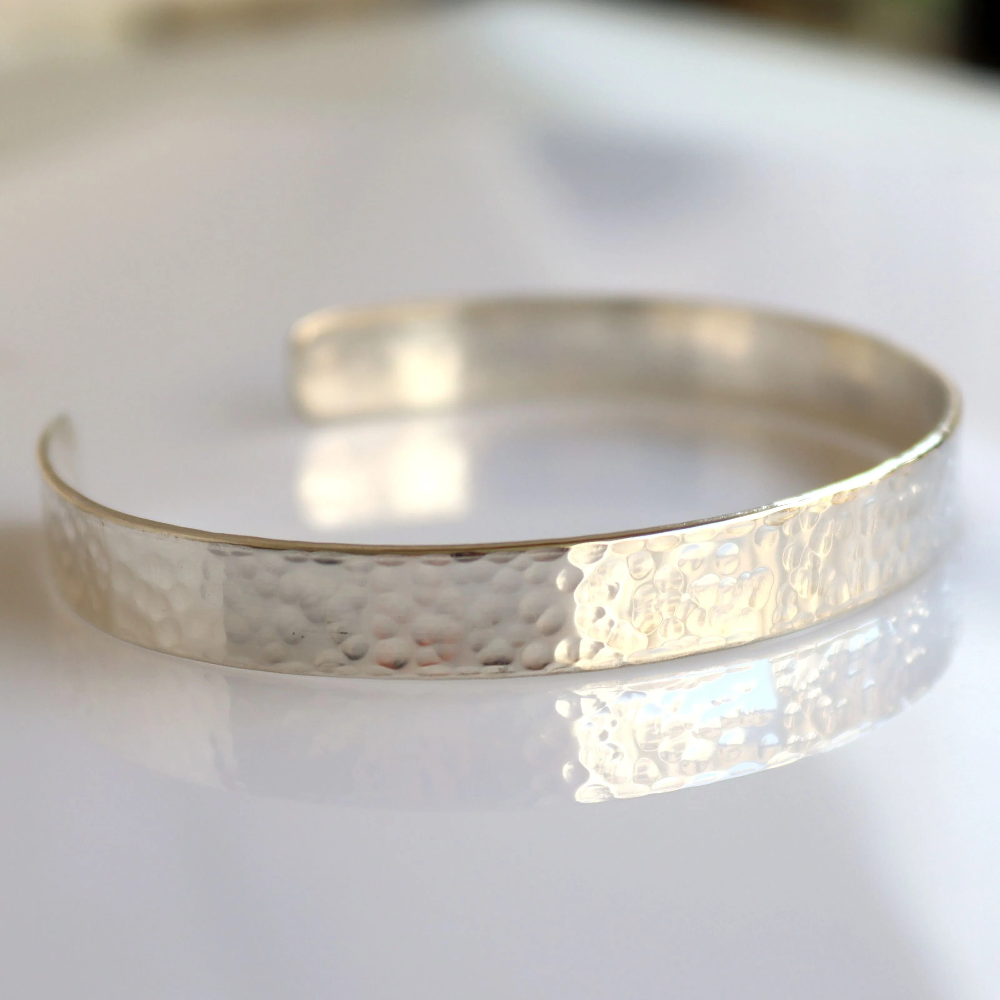 Hammered Silver Cuff Bracelet for Women