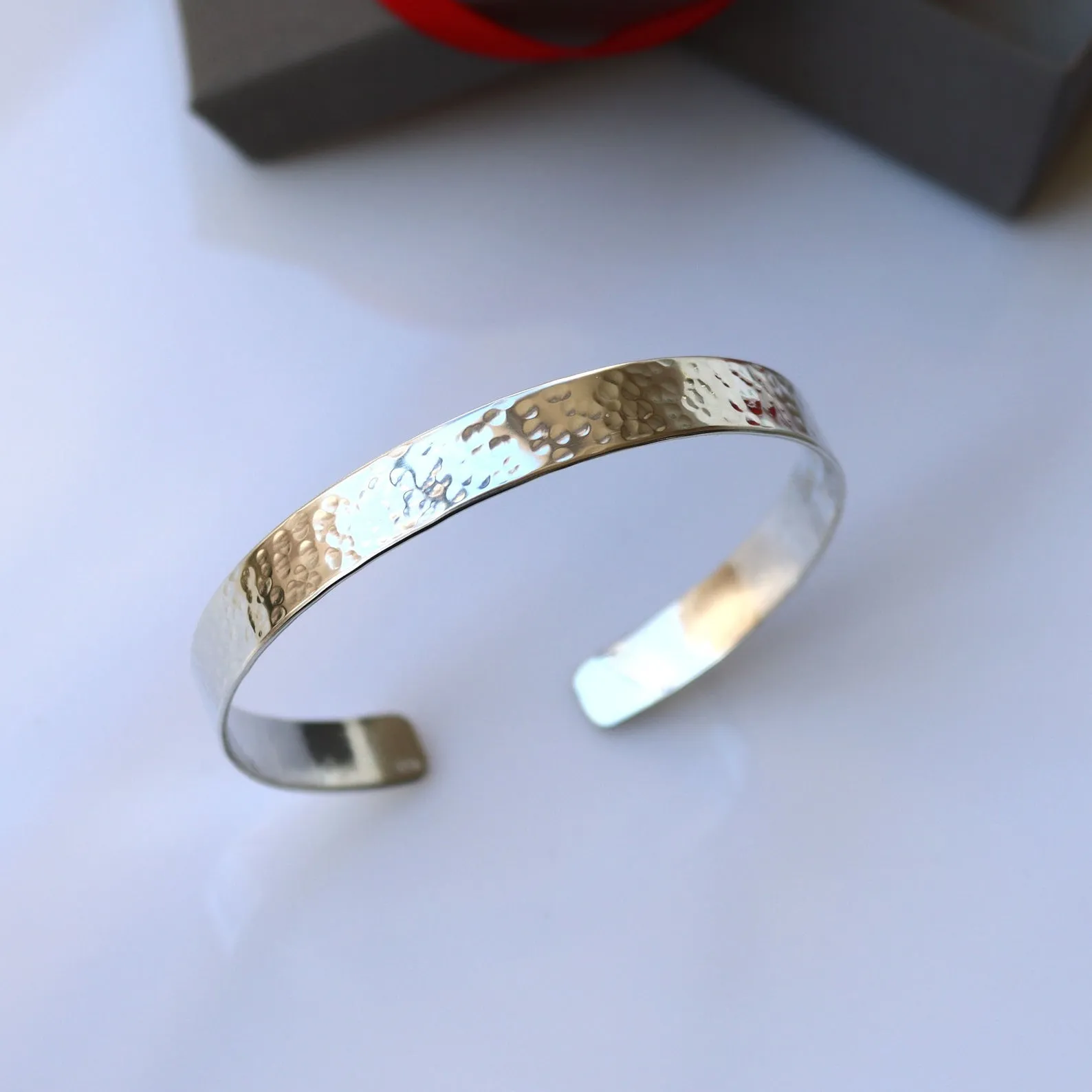 Hammered Silver Cuff Bracelet for Women