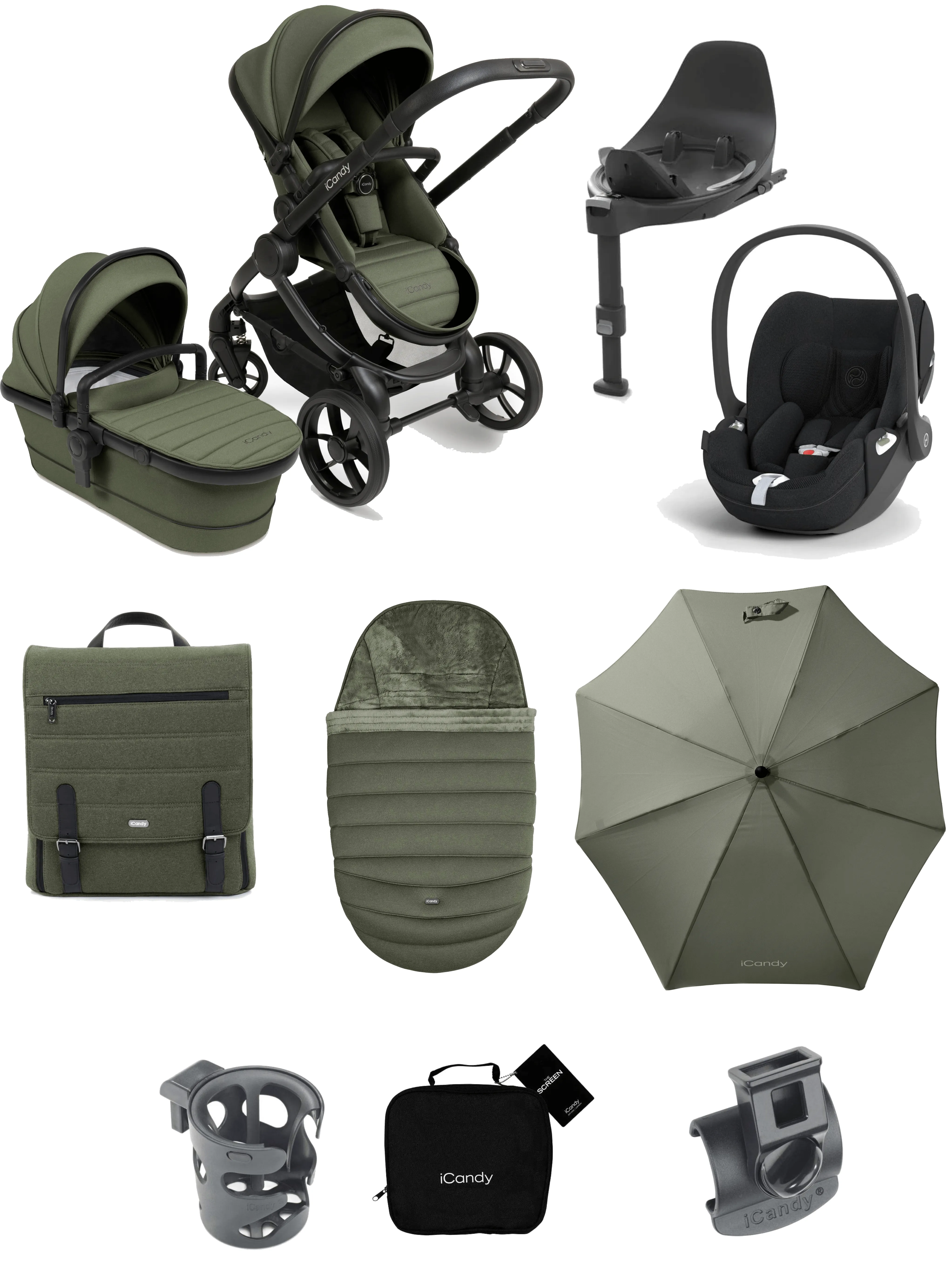 iCandy Peach 7, Cybex Cloud T PLUS Complete Travel System Bundle - Ivy