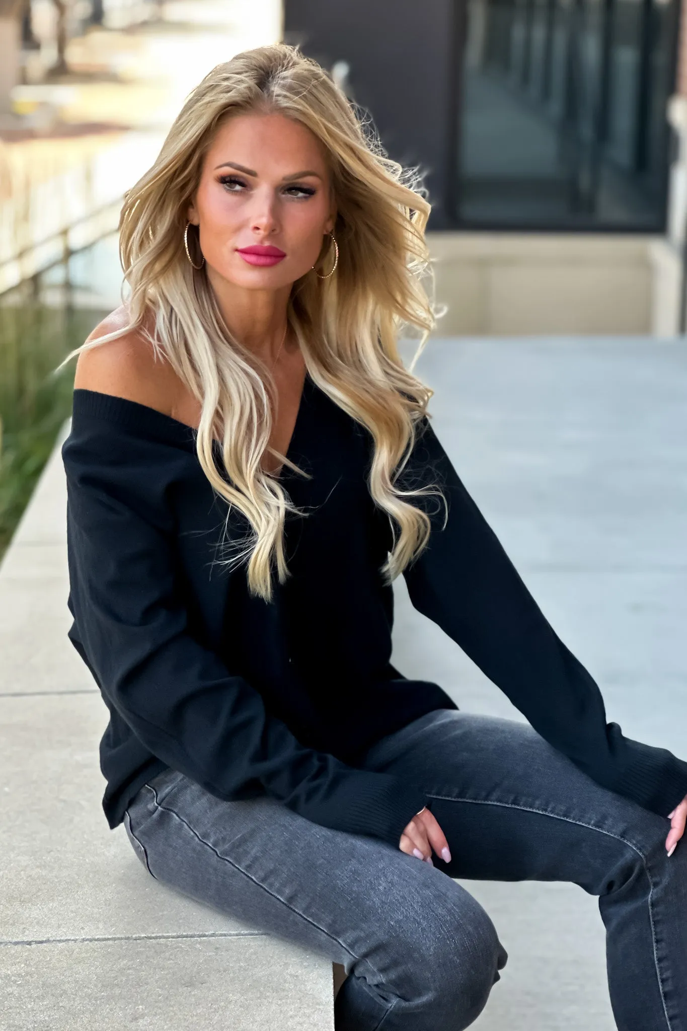 Just Your Style Double V-Neck Cardigan : Black